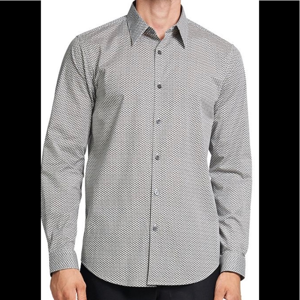 Theory Irving Mini Scale Print Button Up Shirt L